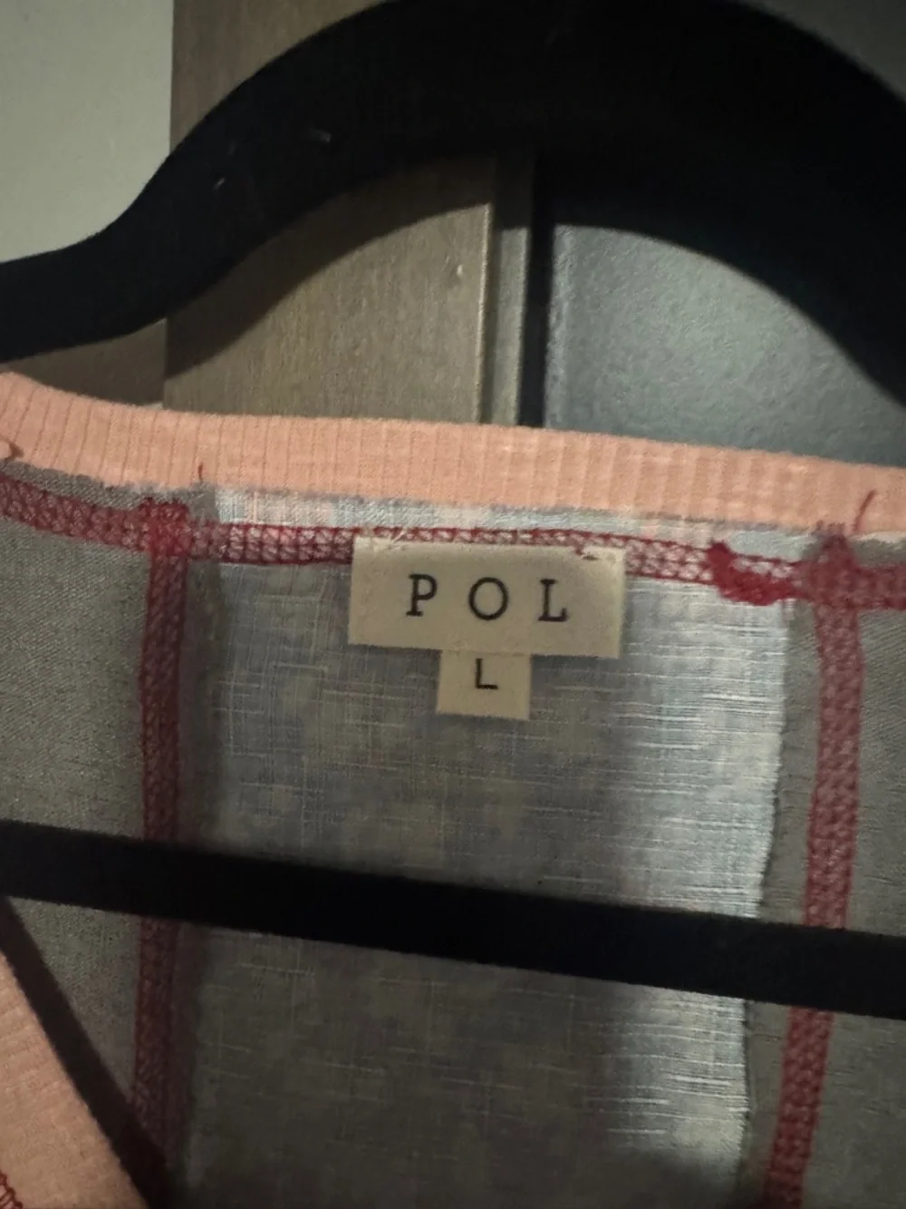 POL V-Neck Pullover Top in Gray, Blue, and Pink Floral Patchwork - Picture 2 of 3